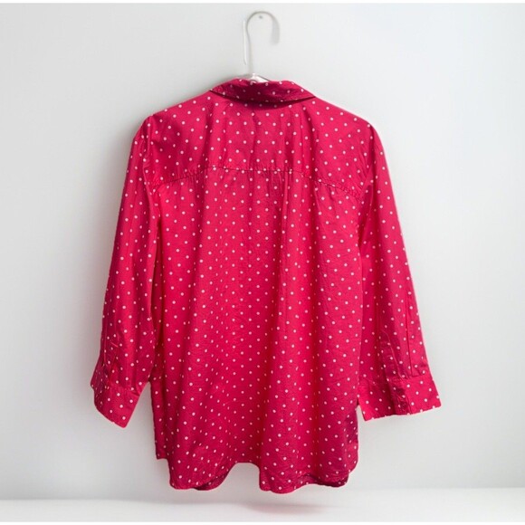 NWT Karen Scott Button-up Shirt Women's 3X Pink Polka Dot Roll-tab Sleeve - Picture 7 of 8